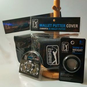 PGA Tour Gift Set‎ Weights- Ball Marker- Mallet Putter Cover- Blade Putter Cover